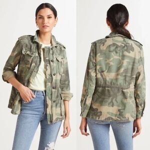 Free People Not Your Brothers Faded‎ Green Camo Print Surplus Jacket ,XS